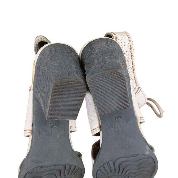 TMA Eyes Shoes Womens 40 Sandal Fashion Lace Up Leather White Block Heel Comfort - Picture 11 of 13